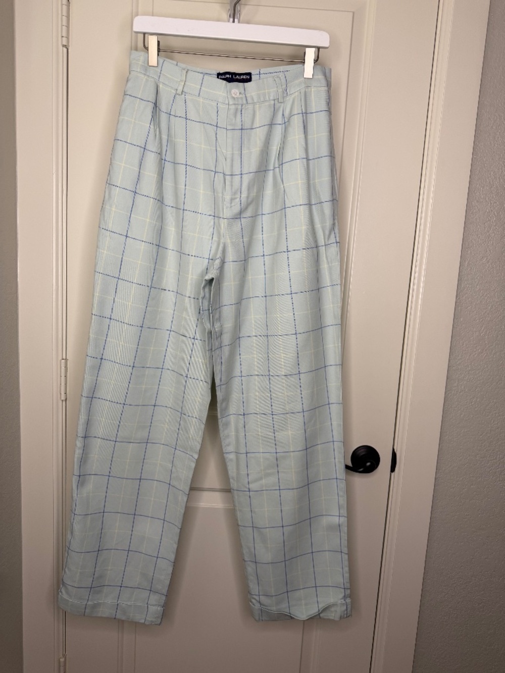VINTAGE - Ralph Lauren Polo Sport Plaid Trousers - 100% Cotton - Light Blue